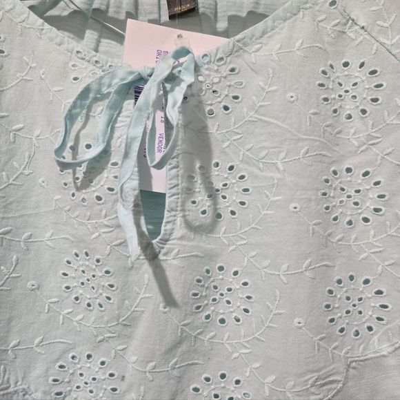 NWT Style & Co women's peasant blouse eyelet trim tie-neck size M - Picture 7 of 8